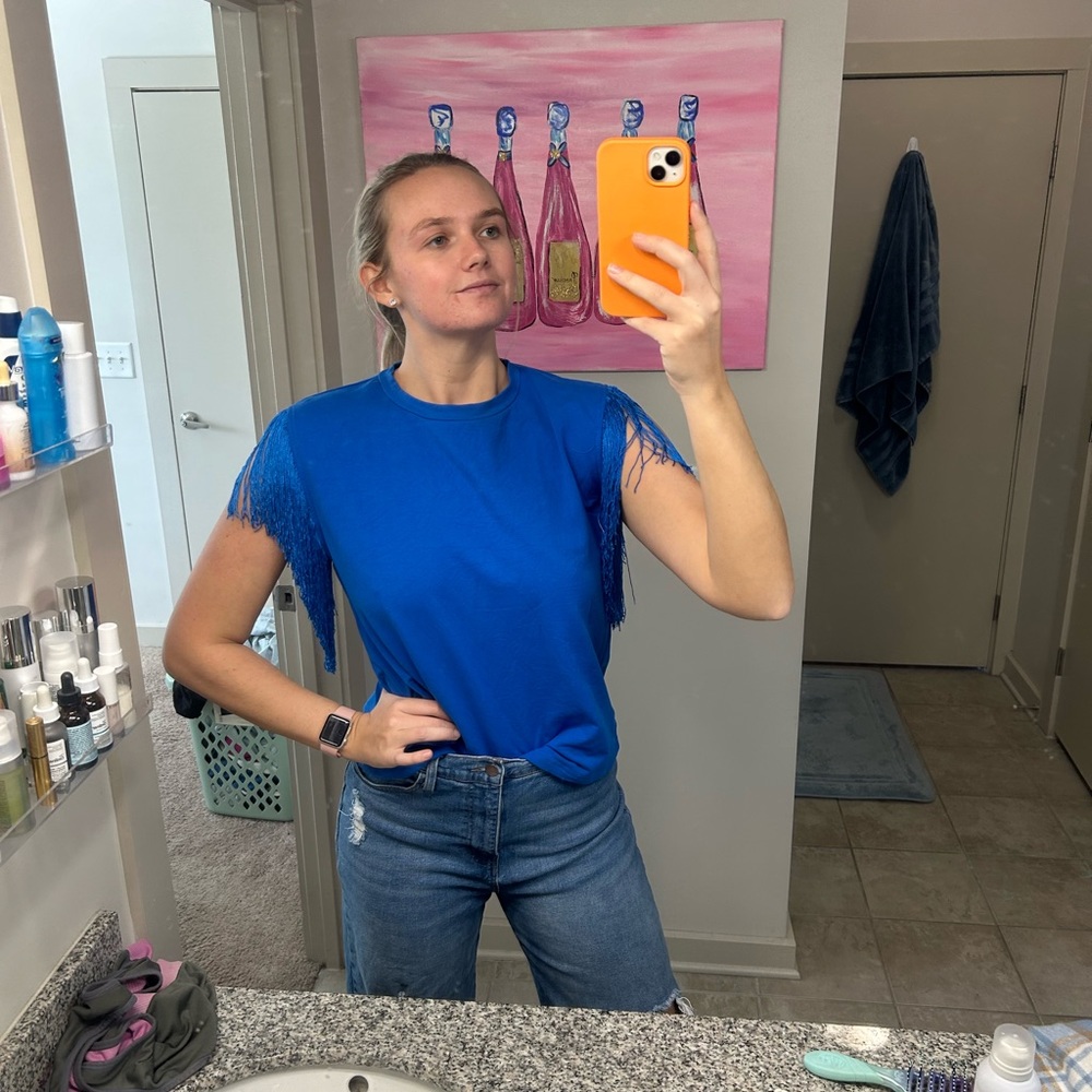 Blue Tassle Top